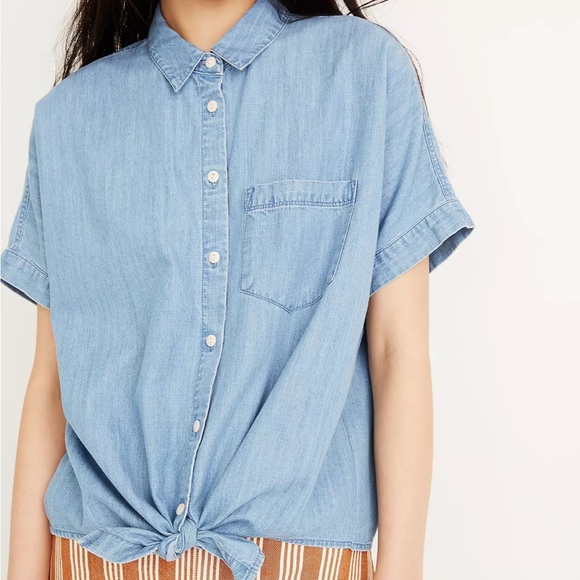 Madewell Denim Short-Sleeve Tie-Front Shirt - Picture 4 of 8